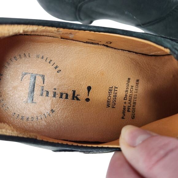 Think Square Toe Block Heels Leather Pumps Comfort Shoes Slip On Black Size 37 - Picture 8 of 10